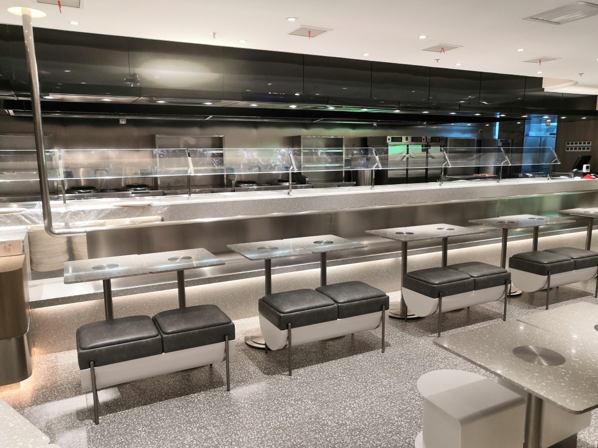 terrazzo restaurant flooring and counter project by Aoli Stone