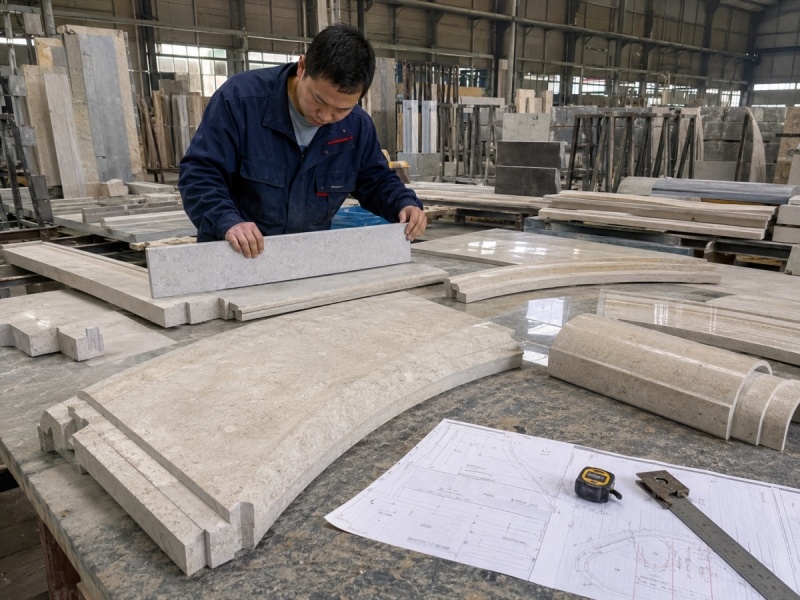 هل يمكن لشركة Aoli Stone أن تصنع قطعًا منحنية، وسلالم، وتكسية أعمدة؟