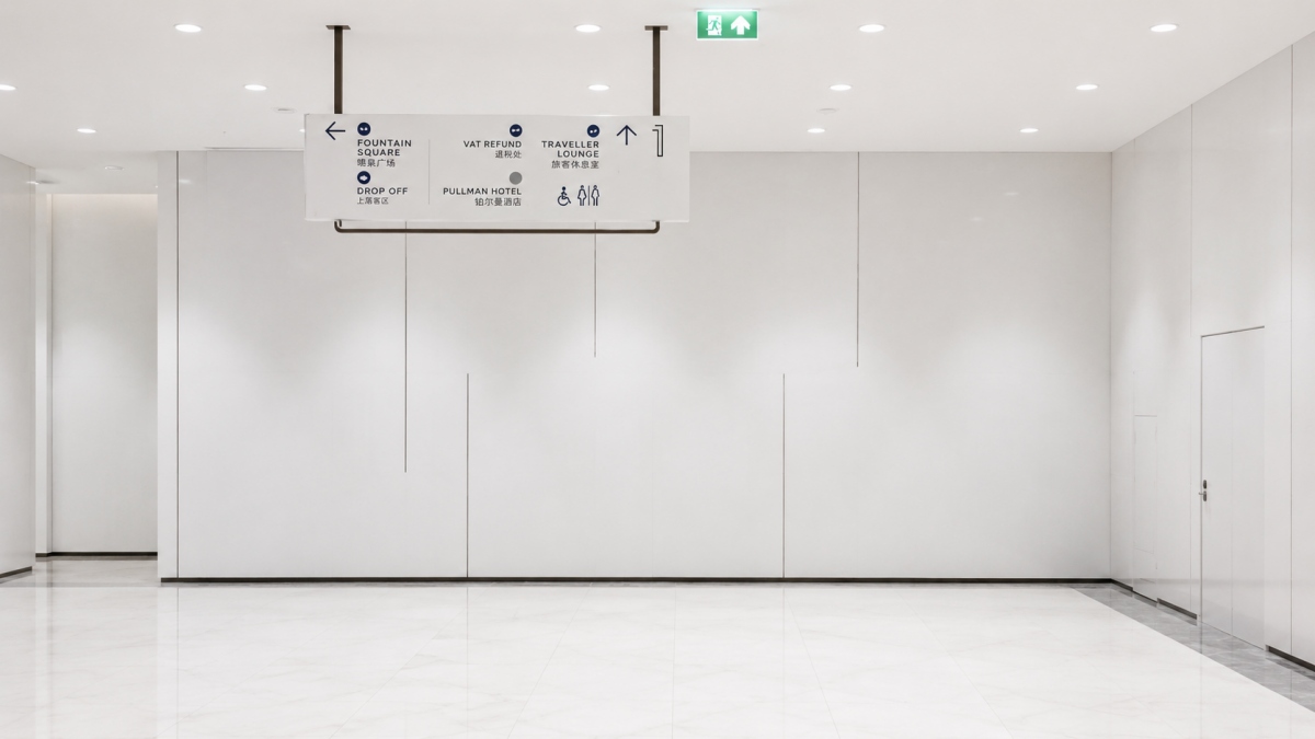 Finished Thailand airport feature wall using Aoli Super White artificial marble