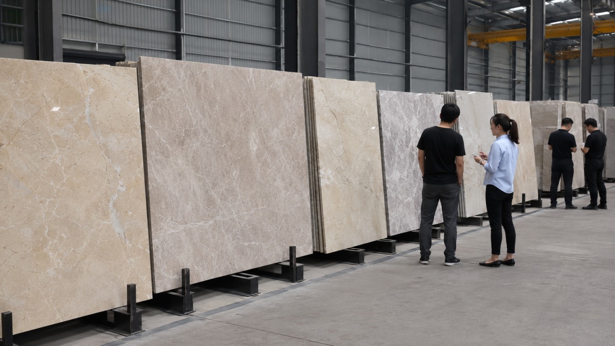 Natural marble slab range review before project production