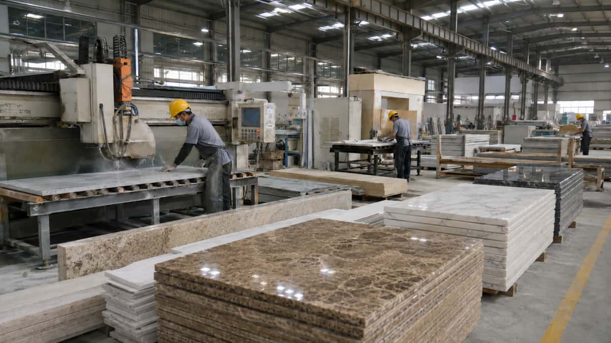 Stone manufacturing capability for cut-to-size project supply in a professional factory