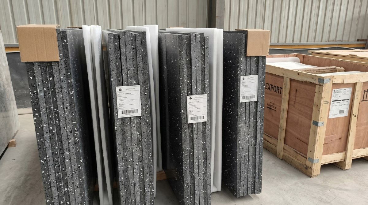 Cut-to-size charcoal grey artificial marble project panels