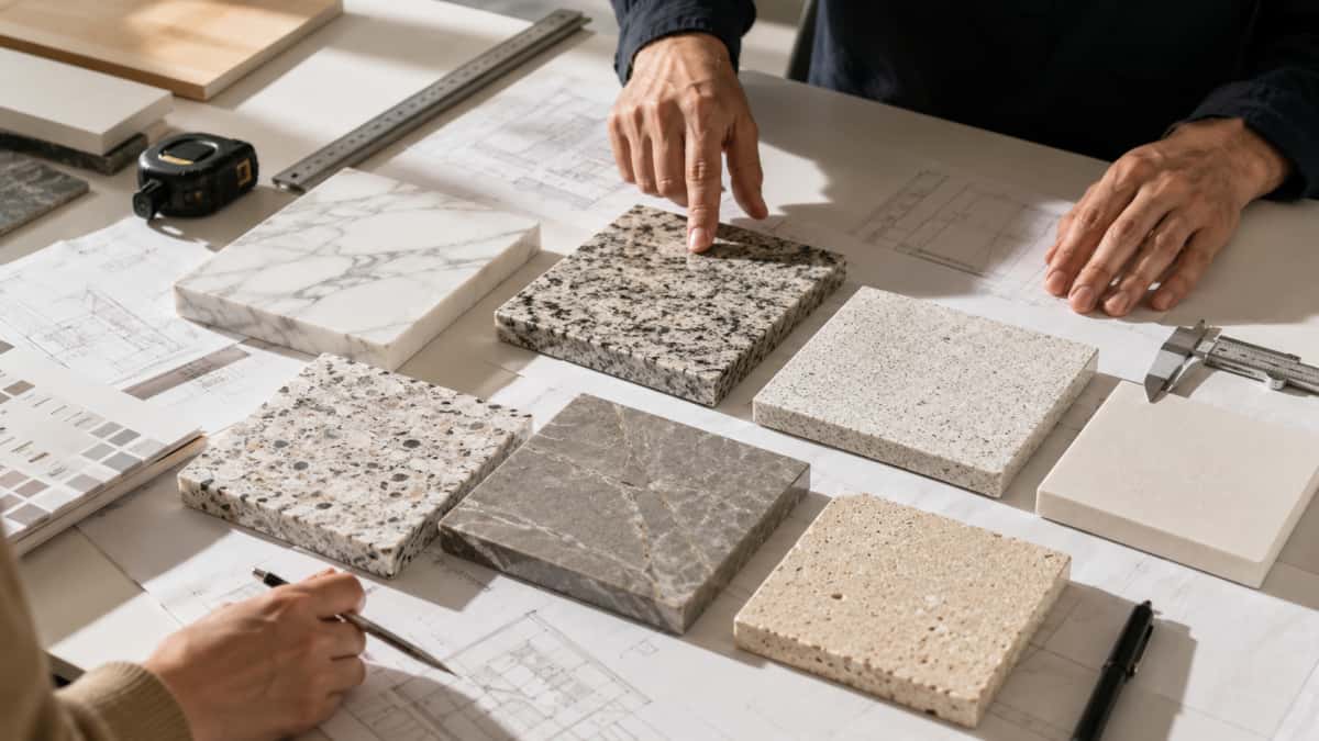 stone-material-selection-for-project-areas Stone material samples reviewed for different hotel and commercial project areas