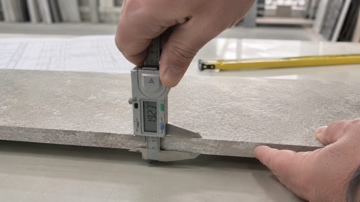 Cut-to-size stone pieces checked against drawings and packing list 