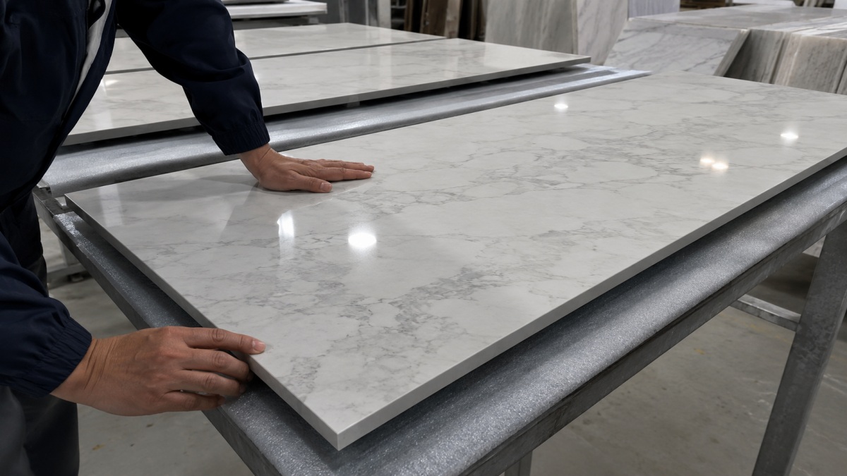 Stone slab photos before loading for international buyers