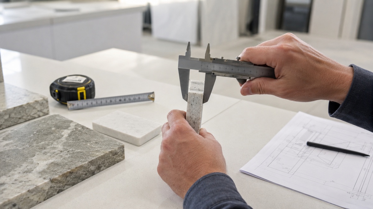 Cut-to-size stone dimension photo check before shipment