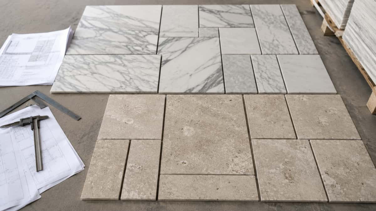 Natural marble and limestone dry lay review before packing