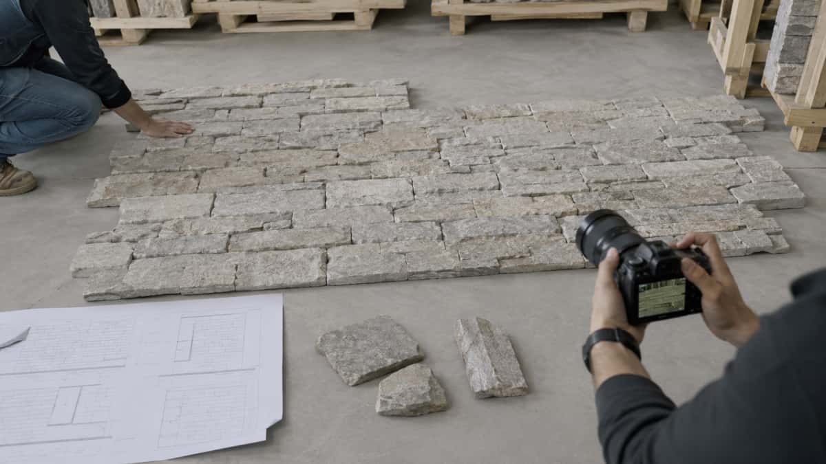 Stone dry lay photos documented before packing