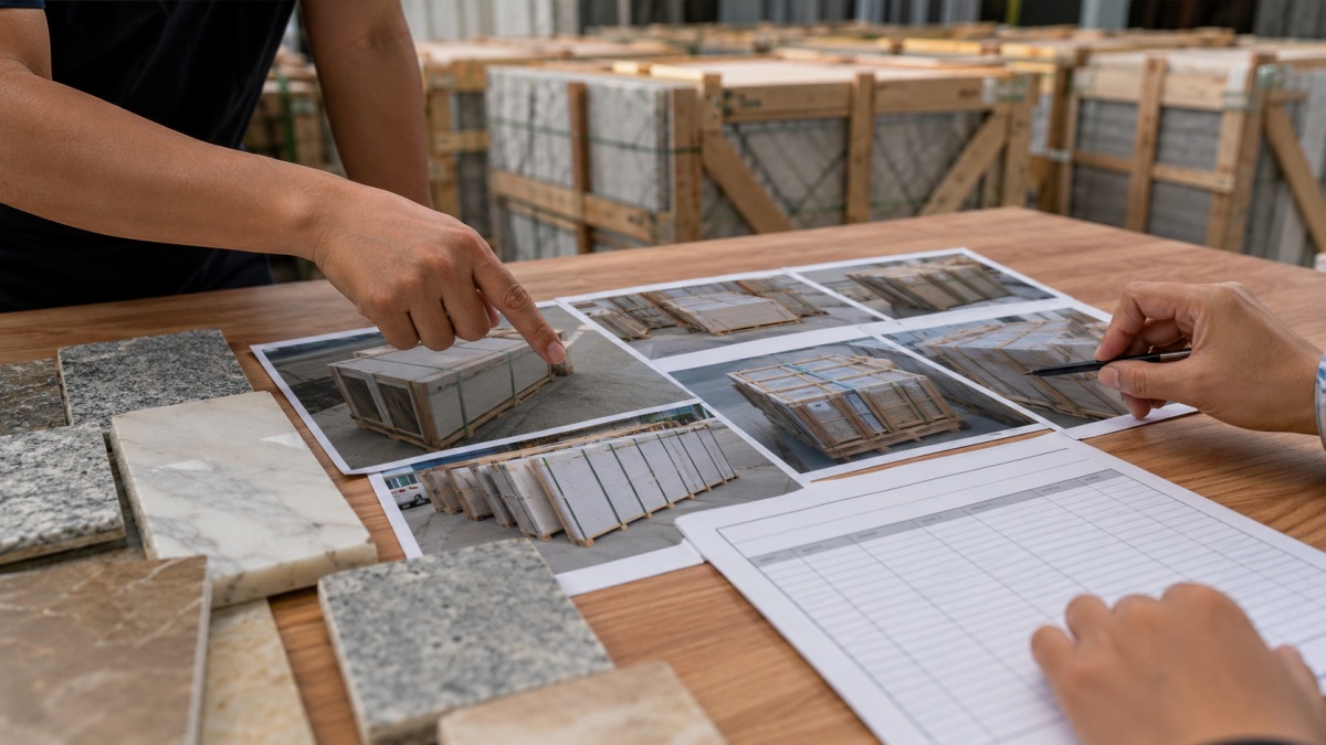 Stone packing photos before shipment reviewed by buyer