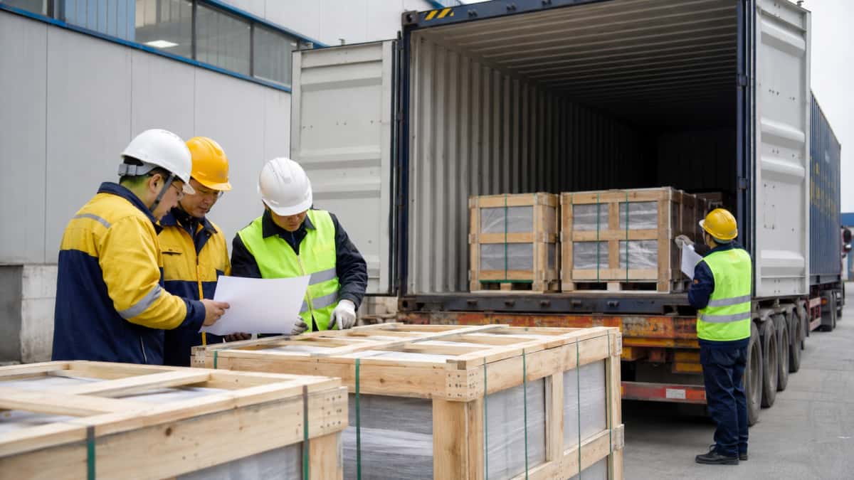Stone container loading inspection before shipment