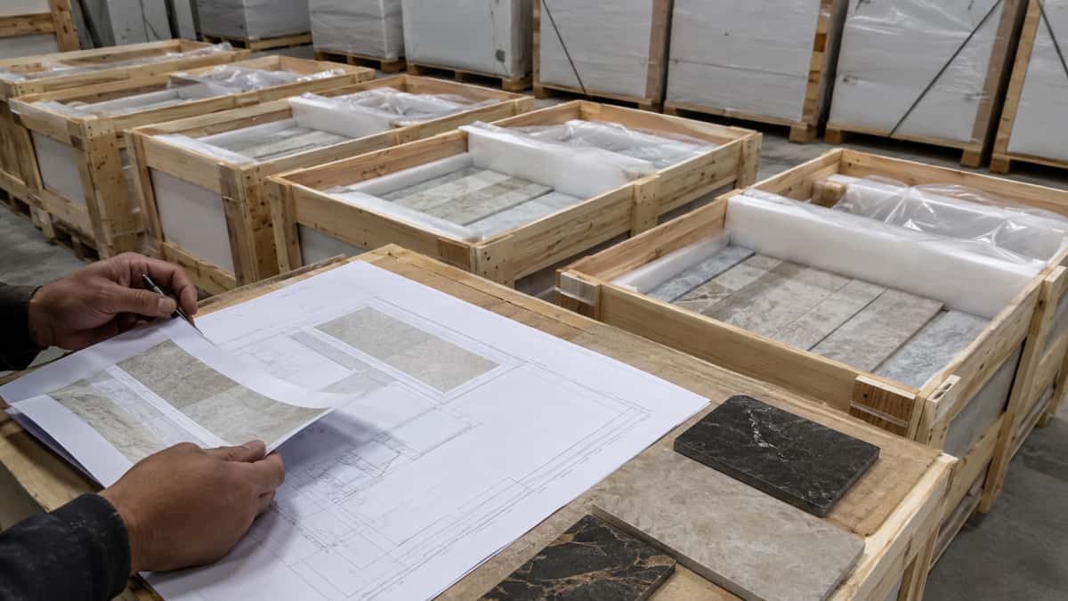 Stone crate receiving and installation sequence for project orders