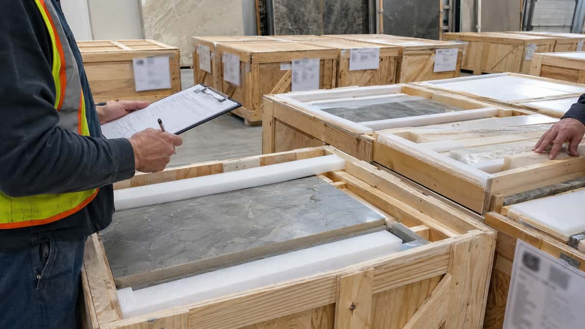 Stone site storage before installation in a clean dry project area