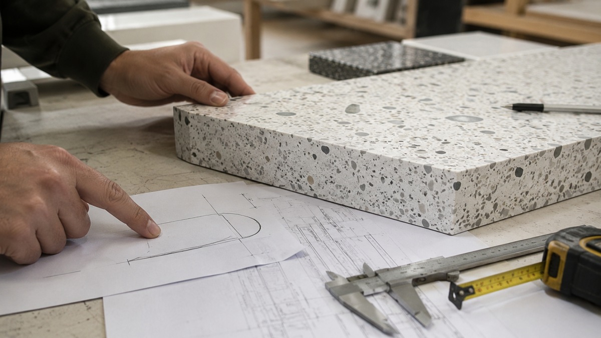 terrazzo-countertop-edge-profile Terrazzo countertop edge profile and cutout review before fabrication