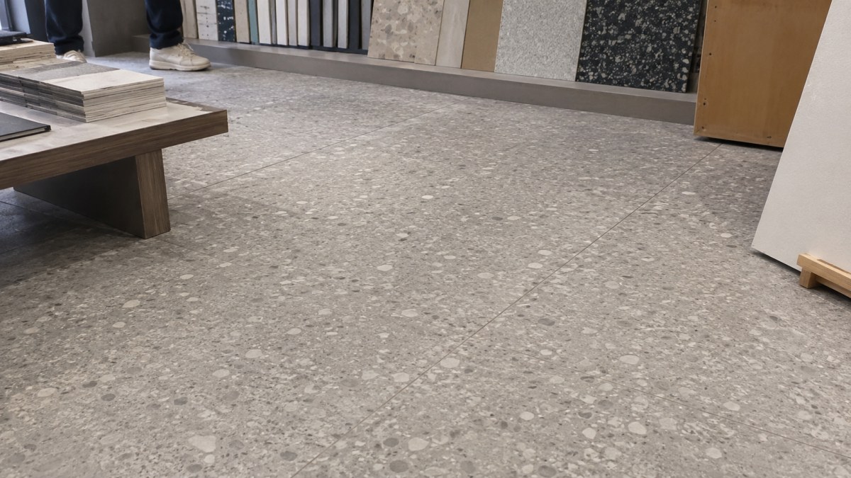 cement-terrazzo-architectural-floor Cement terrazzo floor sample with mineral base and natural aggregate character