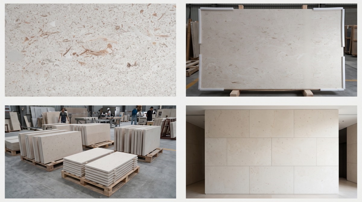 Current close-up, full panel, group view and application evidence for limestone review