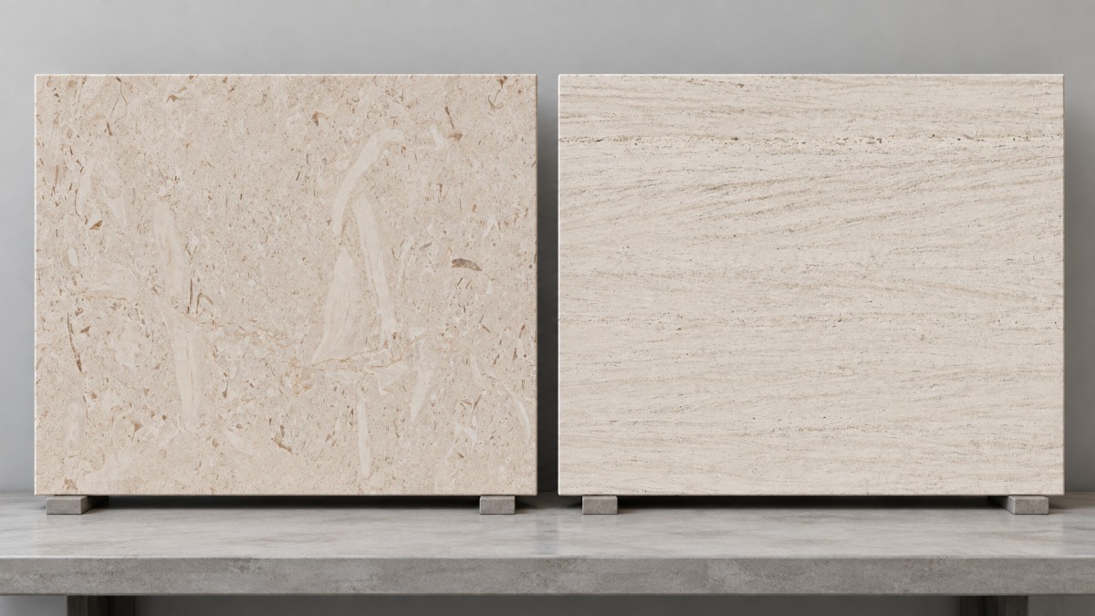 Comparison of fossil limestone range approval and directional wood grain limestone orientation review