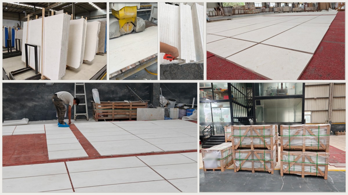 Aoli Stone workflow from material review and fabrication through dry lay, numbering and export packing